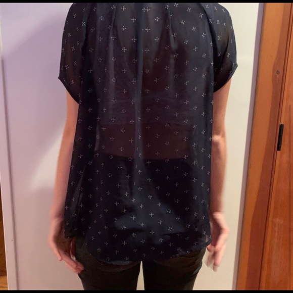 Sheer navy blue buttoned blouse - Picture 2 of 2